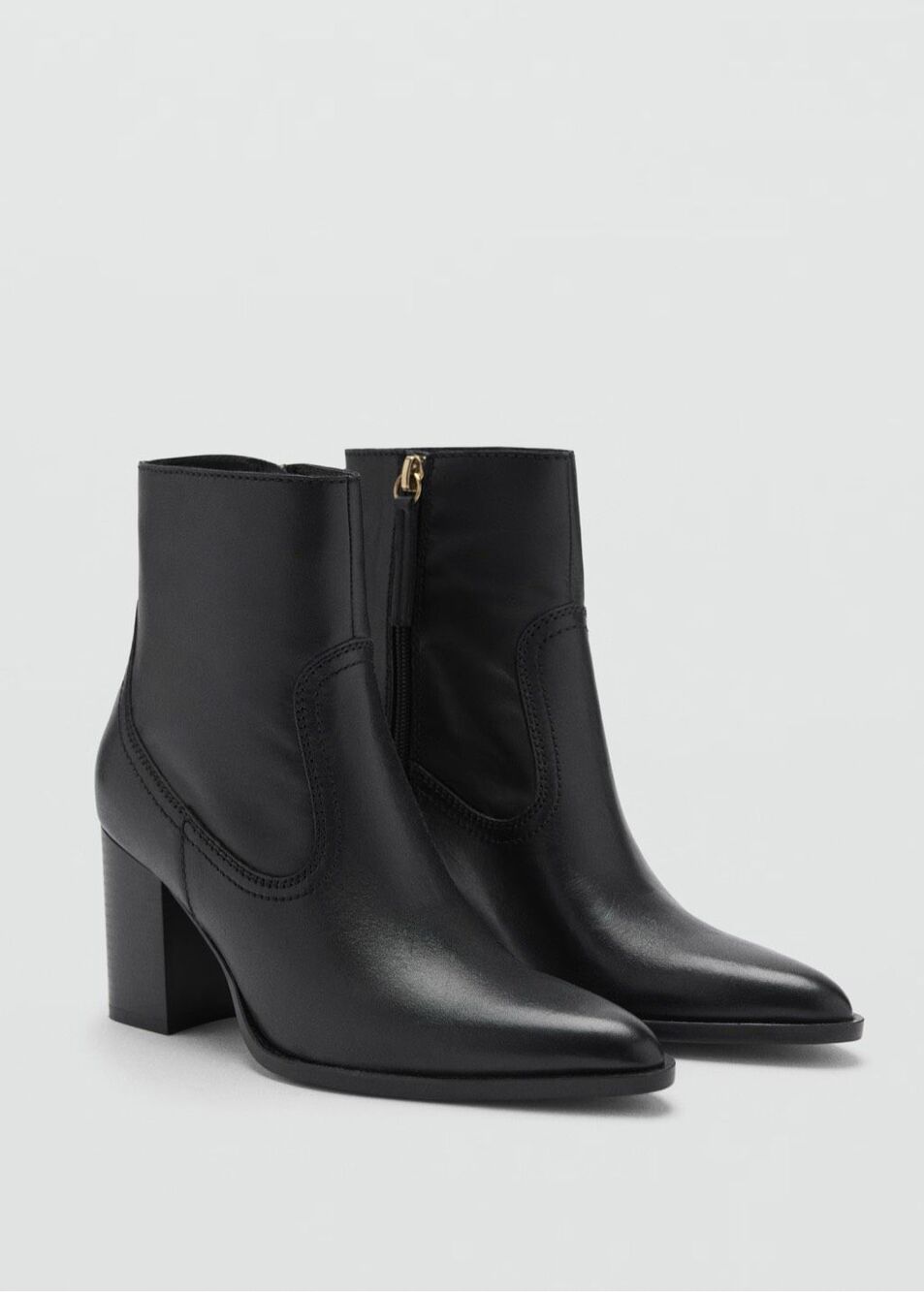 MNG by Mango Leather Pointed Ankle Boots Black Women’s 37 6.5-7 NEW